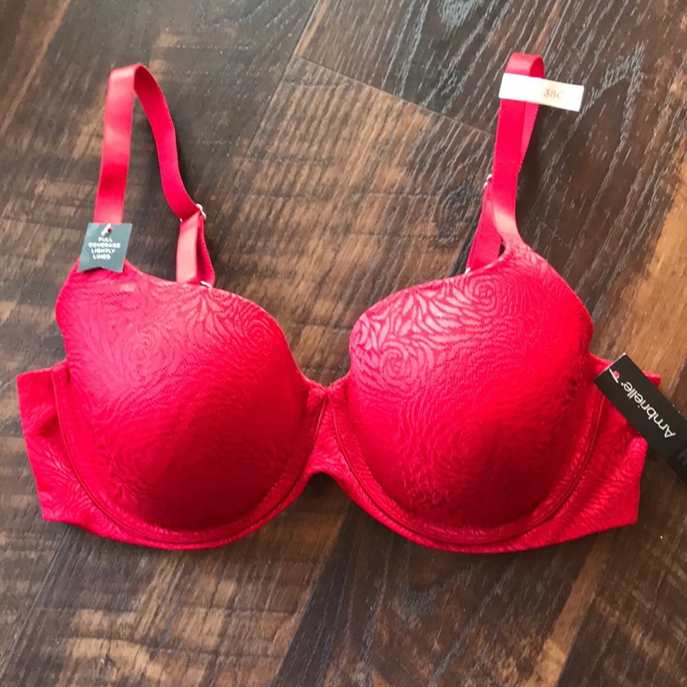 NWT Cherry Cordial Lace Full Coverage Bra 38C
